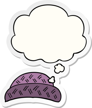 Yazılı çıkartma olarak düşünce baloncuklu orijinal çizgi film şapkası.