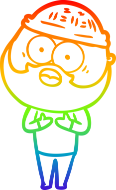 Orijinal gökkuşağı gradyan çizgi çizimi bir çizgi sakallı adamın