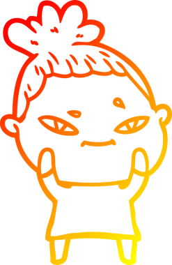 Bir çizgi film kadınının orjinal sıcak çizgi çizimi