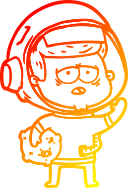 Çizgi film yorgun astronotunun orjinal sıcak çizgi çizimi