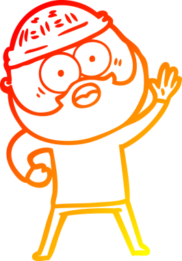 Çizgi film karakteri sakallı bir adamın orjinal sıcak çizgi çizimi