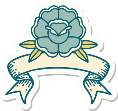 Çiçek pankartlı orijinal dövme stili