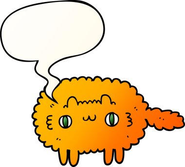 Düz eğimli konuşma baloncuğu olan orijinal çizgi film kedisi