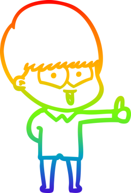 Orijinal gökkuşağı gradyan çizgi çizimi mutlu bir çocuğun