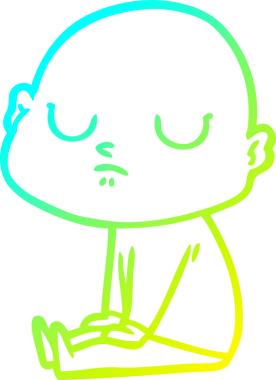 Çizgi film karakteri kel bir adamın orijinal soğuk gradyan çizimi