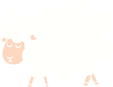 Orijinal düz renkli çizgi film koyunu