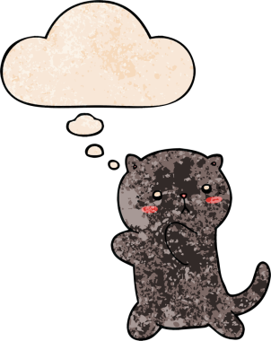 Grunge desen tarzında düşünce baloncuğu olan orijinal çizgi film kedisi.