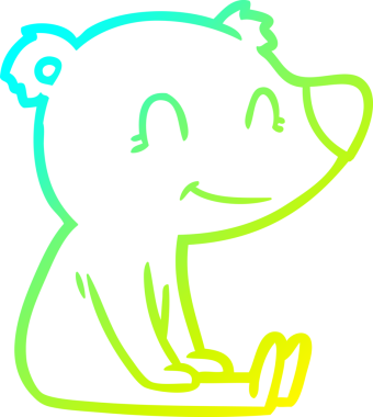 Oturan ayı çizgi filminin orjinal soğuk eğimli çizimi