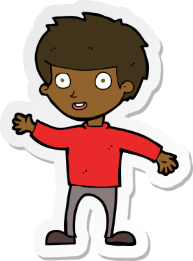 Çizgi filmin orijinal çıkartması. Mutlu çocuk.