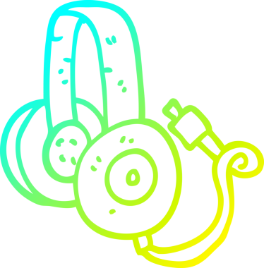 Orijinal soğuk eğimli çizgi film kulaklığı çizimi.