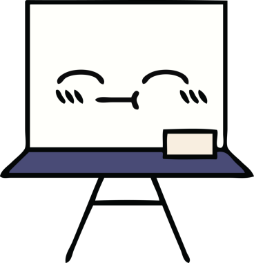 Orijinal, şirin beyaz tahta karikatürü.