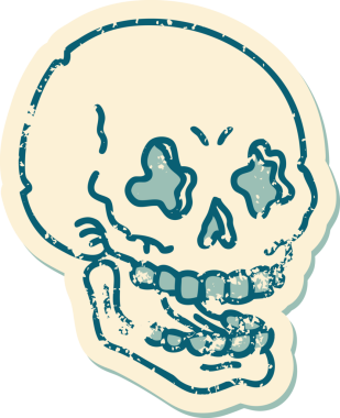 Bir kafatasının orijinal ikonik baskı stili dövme görüntüsü