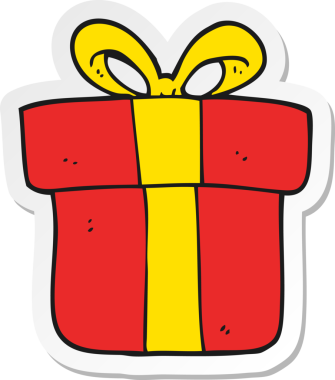 Çizgi film yılbaşı hediyesinin orijinal çıkartması.