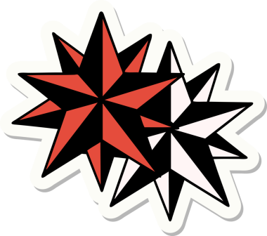 Orijinal dövme etiketi geleneksel yıldız stilinde.