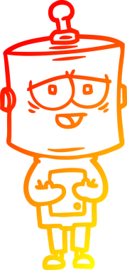 Bir çizgi film robotunun orijinal sıcak çizgi çizimi