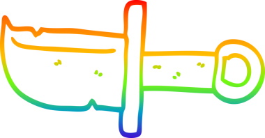 Orijinal gökkuşağı gradyan çizgi çizimi bir karikatür hançeri