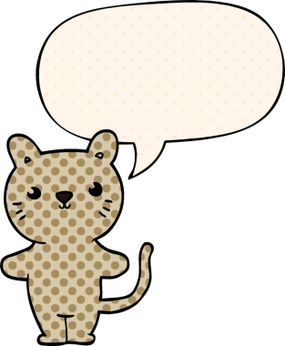 Çizgi roman tarzında konuşma balonu olan orijinal çizgi film kedisi