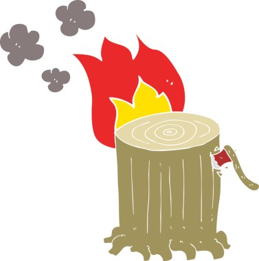 Büyük ağaç kütüğünün orijinal düz renk çizimi