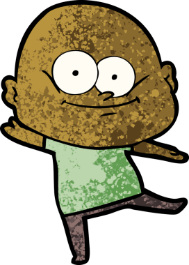 orijinal çizgi film kel adam dik dik bakıyor.