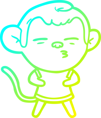 Orijinal soğuk eğim çizgisi şüpheli bir maymunun çizimi