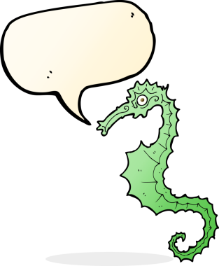 Konuşma baloncuklu orijinal karikatür deniz atı