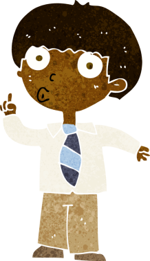 Sorusu olan orjinal karikatür okulu çocuğu