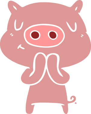 Orijinal düz renk çizgi film içerikli domuz