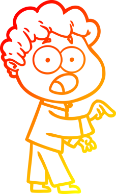 Şaşırmış bir şekilde nefes nefese kalan çizgi film karakterinin orjinal, sıcak çizgi çizimi.