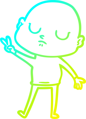 Çizgi film karakteri kel bir adamın orijinal soğuk gradyan çizimi