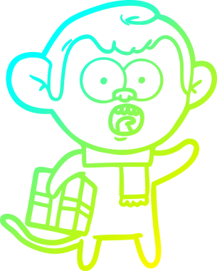 Orijinal soğuk gradyan çizgi çizimi bir karikatür şoke maymun