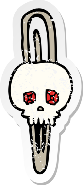 Çizgi film kafatası saç tokasının orijinal gerilmiş yapıştırması.