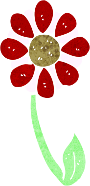 Bir insan tarafından çizilmiş orijinal karikatür çiçeği.