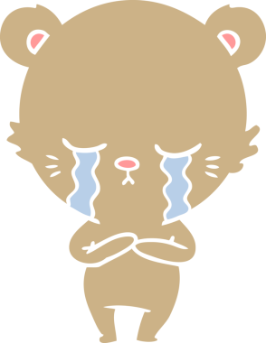 Orijinal ağlayan düz renkli çizgi film ayısı