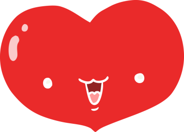 Orijinal düz renk çizgi film aşk kalp karakteri