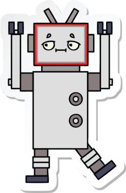 Çizgi film robotunun orijinal çıkartması.