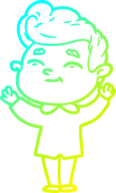 Mutlu bir çizgi film karakterinin orijinal soğuk gradyan çizimi