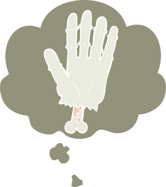 Eski tarz düşünce baloncuğu olan orijinal zombi eli.