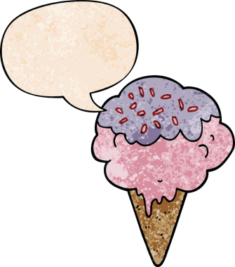 Konuşma baloncuklu orijinal çizgi film dondurması.