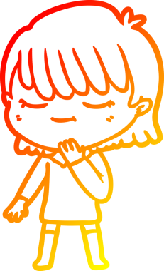 Bir çizgi film kadınının orjinal sıcak çizgi çizimi