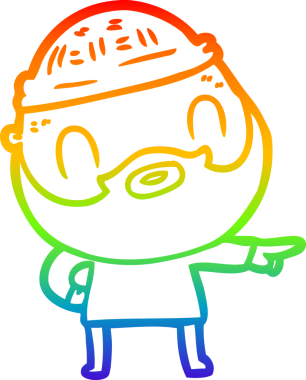 Orijinal gökkuşağı gradyan çizgi çizimi bir çizgi sakallı adamın