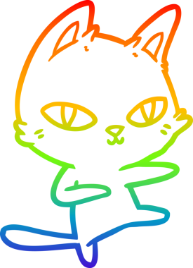 Orijinal gökkuşağı gradyanı çizgi film kedisi dansı çizimi