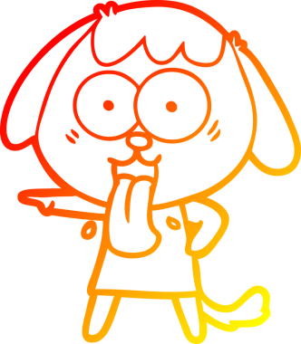 Sevimli bir çizgi film köpeğinin orjinal sıcak çizgi çizimi