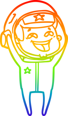 Gülen astronot çizgi filminin orjinal gökkuşağı gradyan çizimi