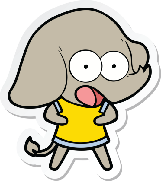 Şirin bir filin orijinal çıkartması.