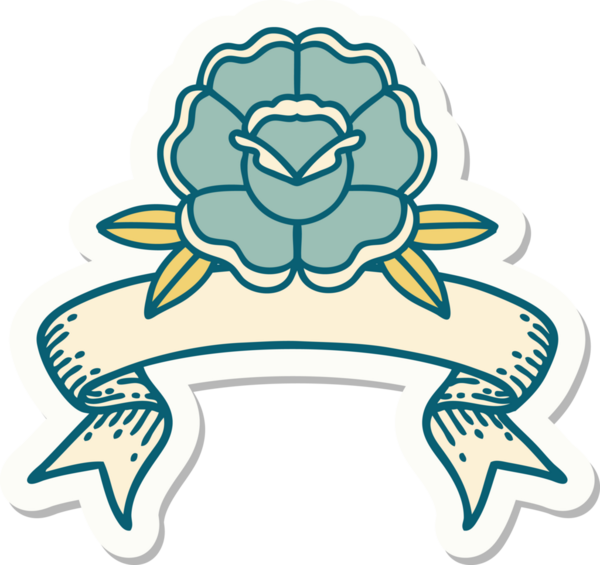 Çiçek pankartlı orijinal dövme stili