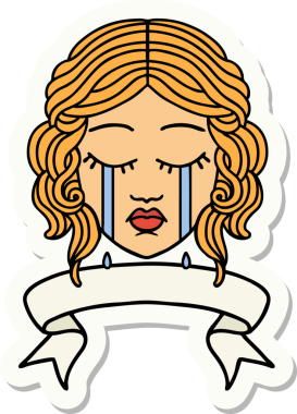 Orijinal dövme stili. Ağlayan kadın yüzü işareti var.