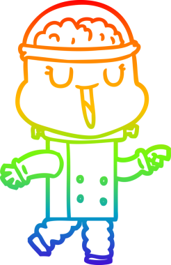 Mutlu bir çizgi film robotunun orjinal gökkuşağı gradyan çizimi