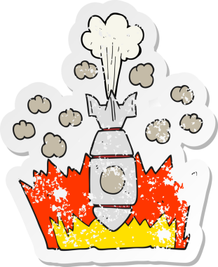 Düşen bir çizgi film bombasının orijinal gerilimli çıkartması