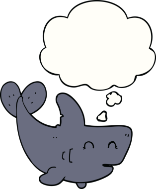 Düşünce baloncuklu orijinal çizgi film köpekbalığı