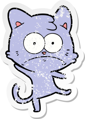 Sinirli bir kedinin orijinal sıkıntılı çıkartması.